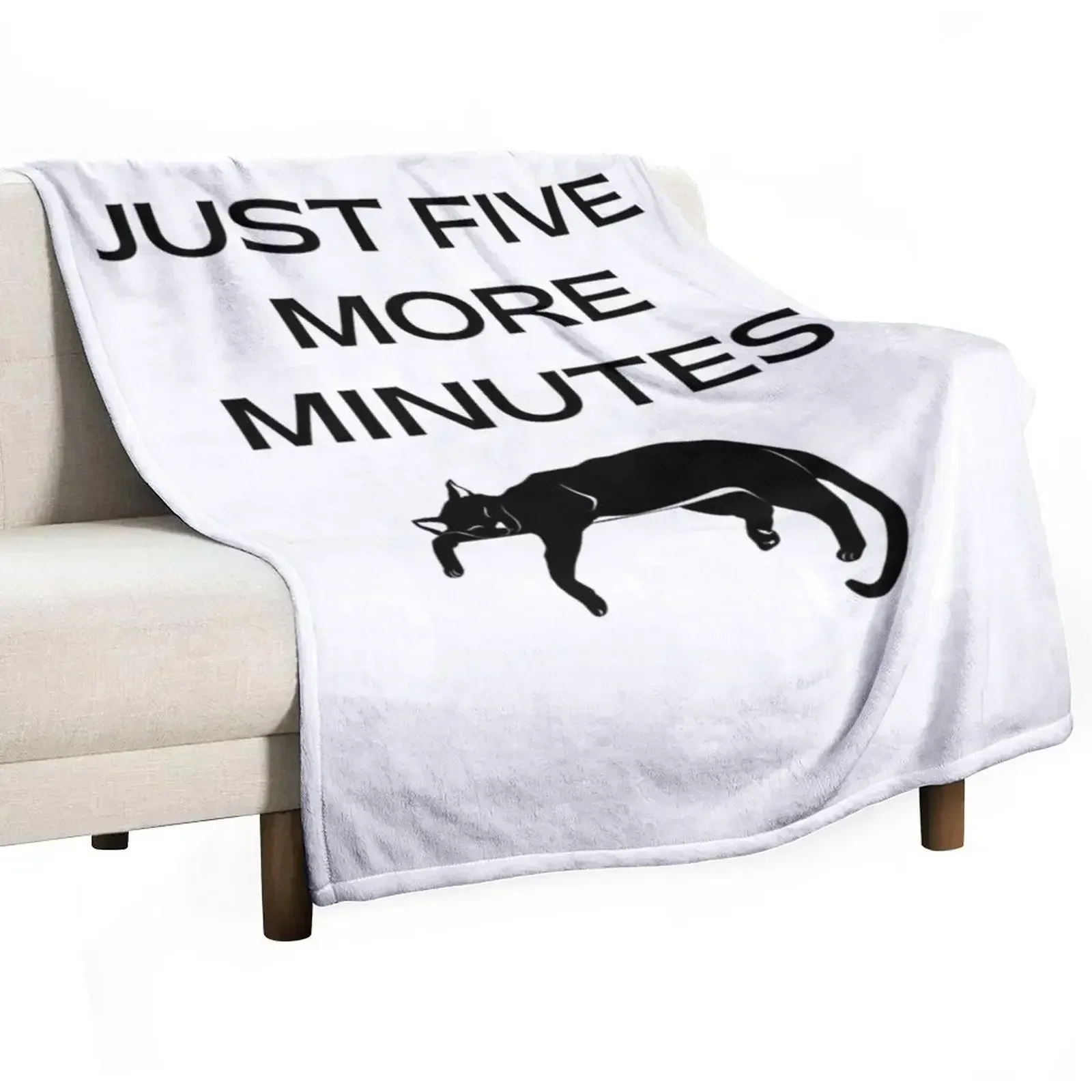 

JUST FIVE MORE MINUTES 5 More Minutes|Cat lover|Black cat lover Throw Blanket christmas gifts Fashion Sofas Thermal Blankets