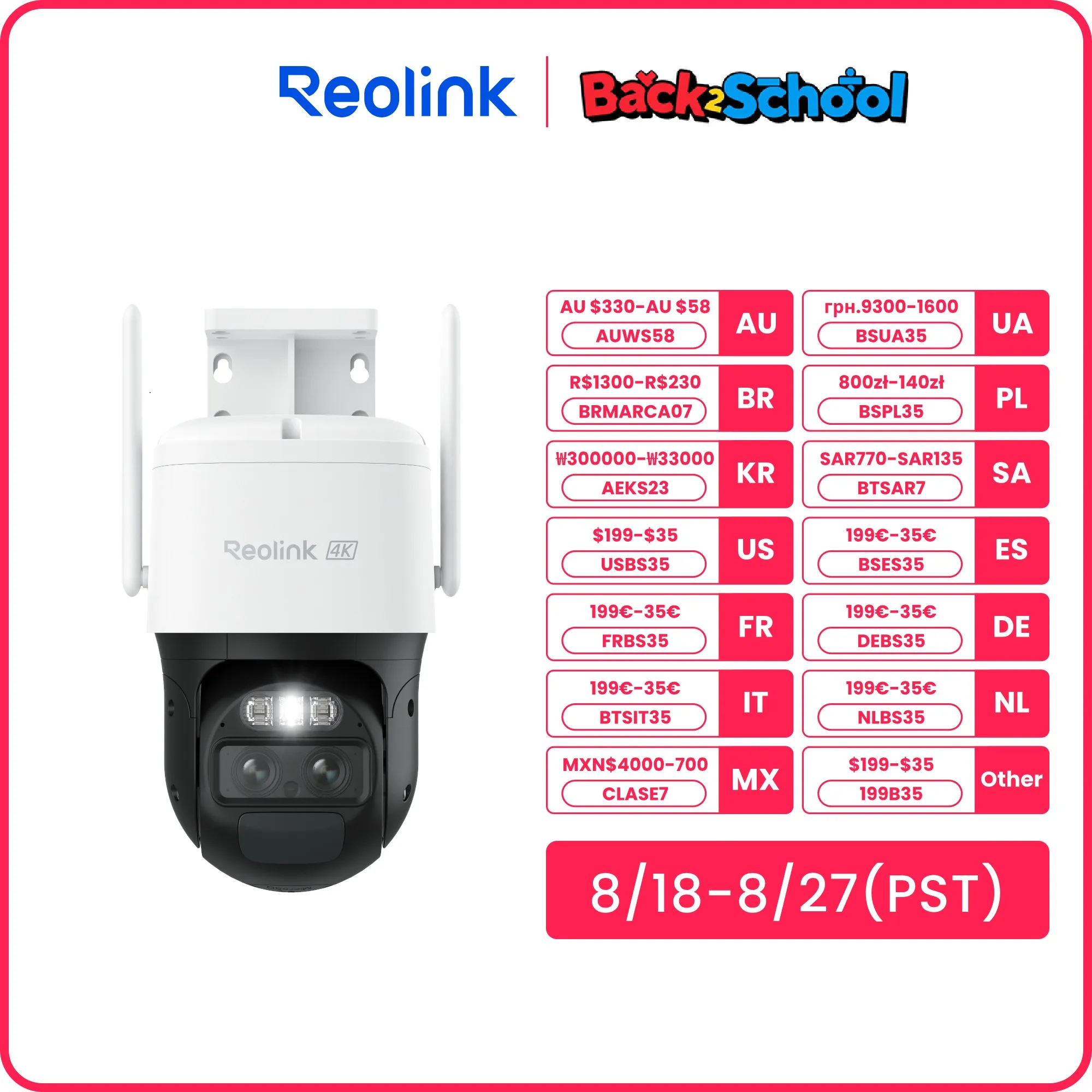 

Reolink 4G Sim Солнечная камера 8 МП Беспроводная уличная камера с двумя объективами 360° ° Панорамирование и наклон с камерой слежения с автоматическим масштабированием IP65 Водонепроницаемая