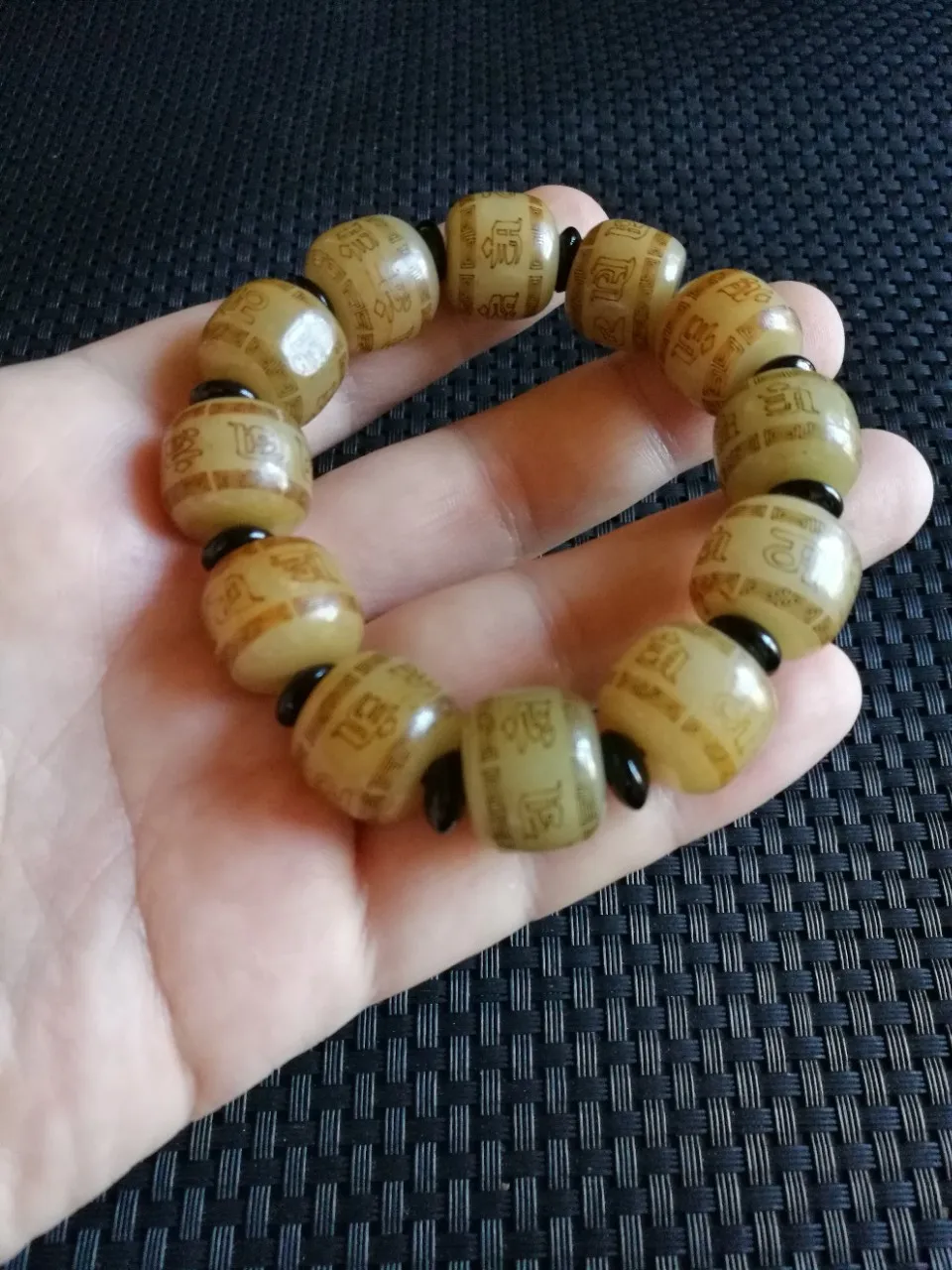 Natural Hetian Jade Beads  Bracelet Men Women  Fine Jewelry Genuine Nephrite Jades Six Character Mantra Bracelets