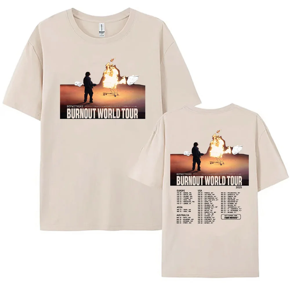 Boywithuke Burnout World Tour 2025 Tshirts Cotton Short Sleeve Summer T-shirt Round Neck Women/Men Tee-shirt Casual Soft Clothes