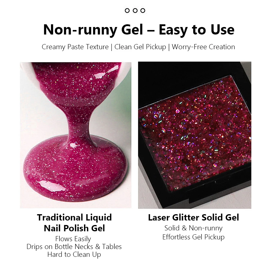 UV Solid Glitter Nagellack Gel, holografisches Laser Glitter Gel, nicht launig Max Shine Pailletten Nail Art Gel für DIY Tips Dekor – Detail 3