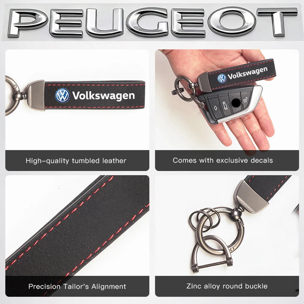 Car Key Chain Suede Keyring Auto Interiors Accessories For VW Golf T‑Roc Tiguan Polo Passat T‑Cross Taigo ID.4 ID.7 Atlas MK7 view 3