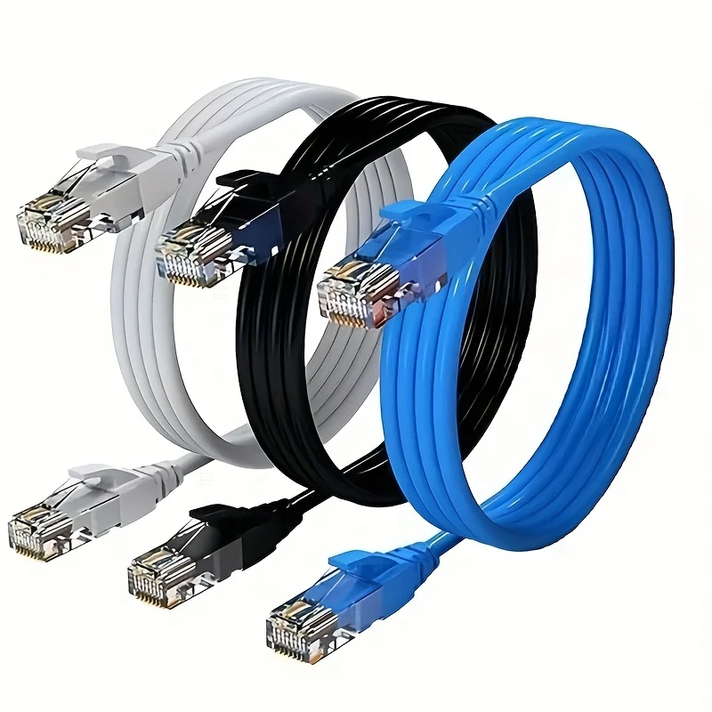 كابل إيثرنت Cat6 3 قطع، رقعة شبكة أسود/أزرق/رمادي، سلك RJ45 بدون مخاطر بسرعة 1 جيجابت في الثانية بسرعة 250 ميجاهرتز