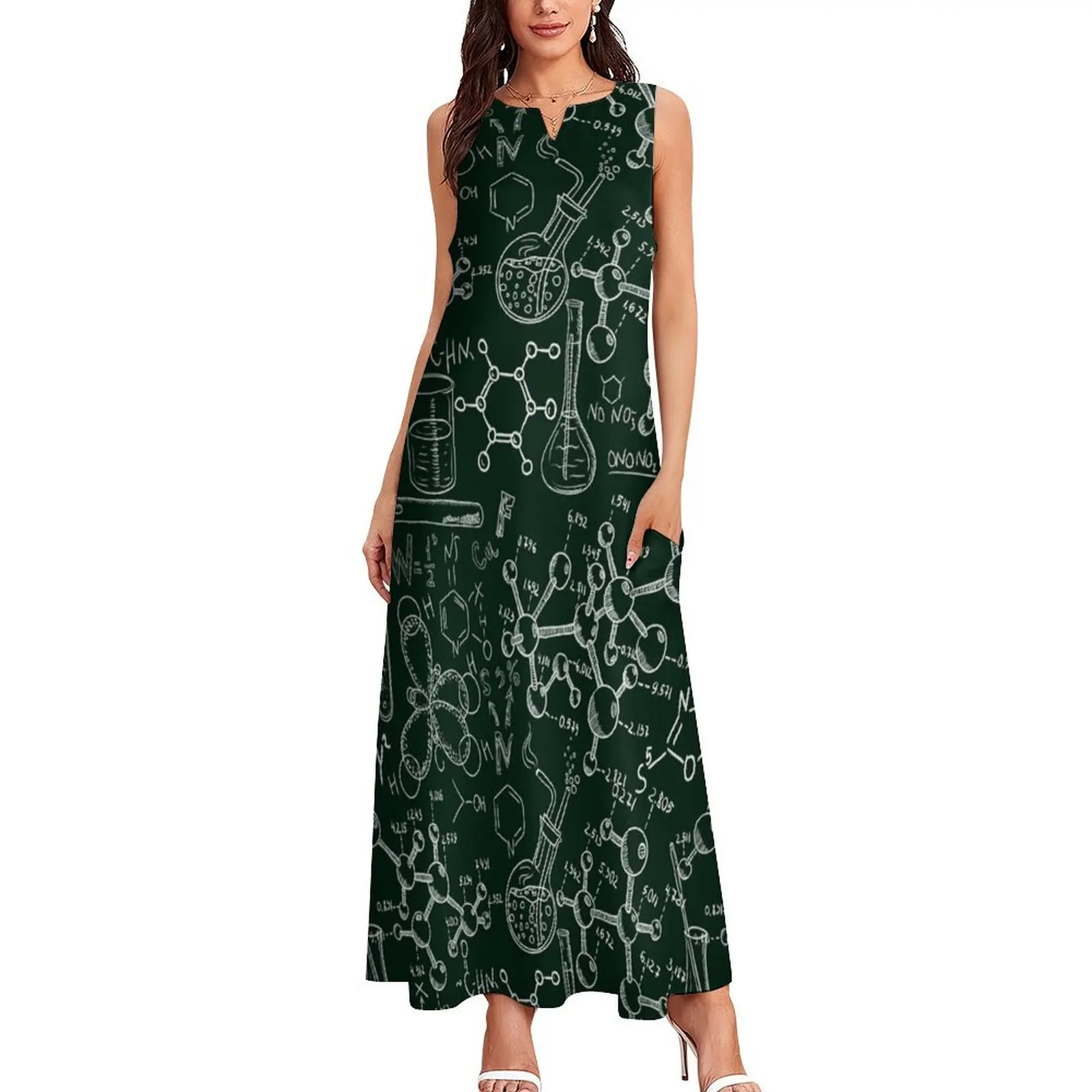 Vintage science old chemistry laboratory seamless pattern Long Dress women's evening dress 2025 Woman fashion Dress