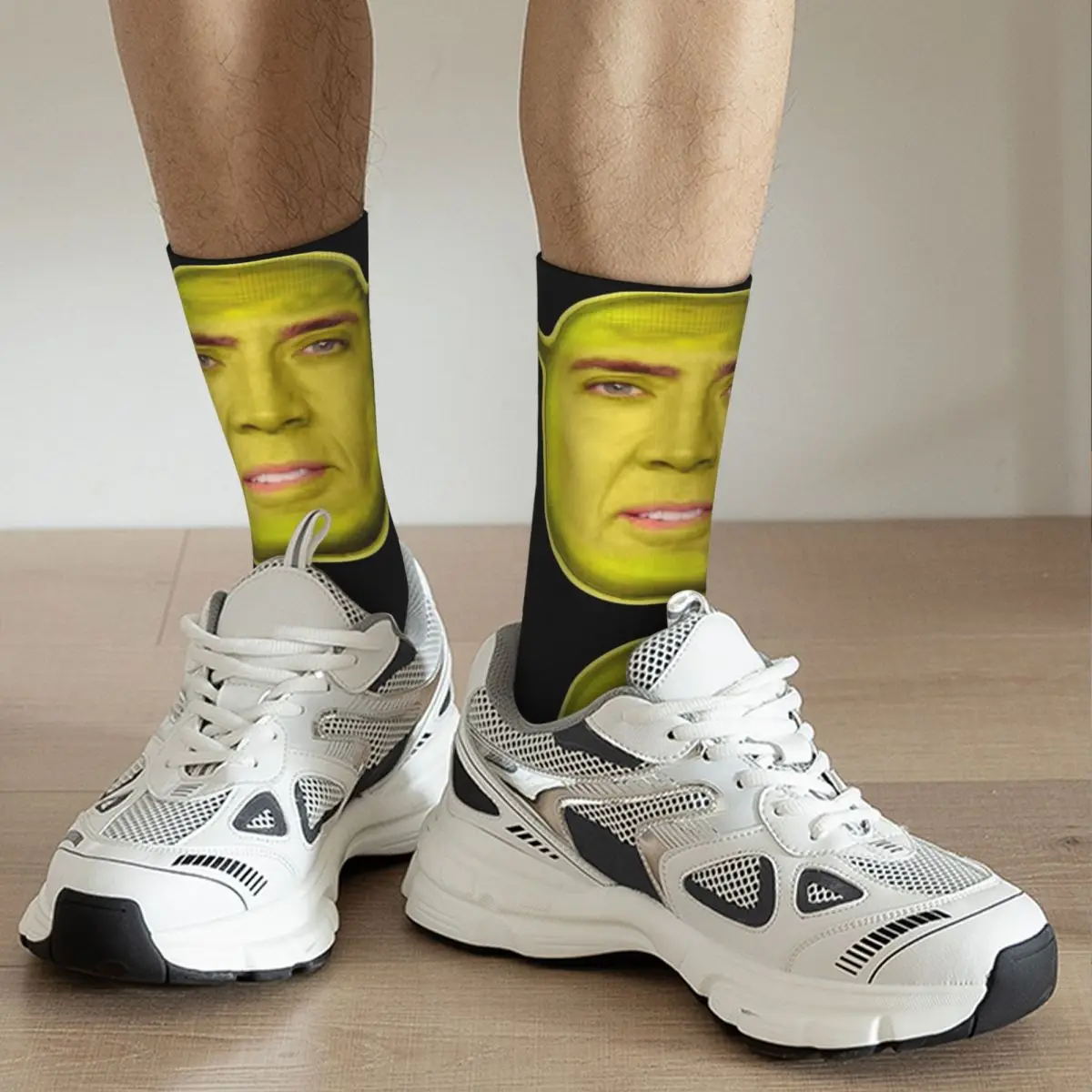 Nicholas Cage Face Merchandise Socks Cozy Parody Graphic Crew Socks Warm for Unisex Little Small Gifts