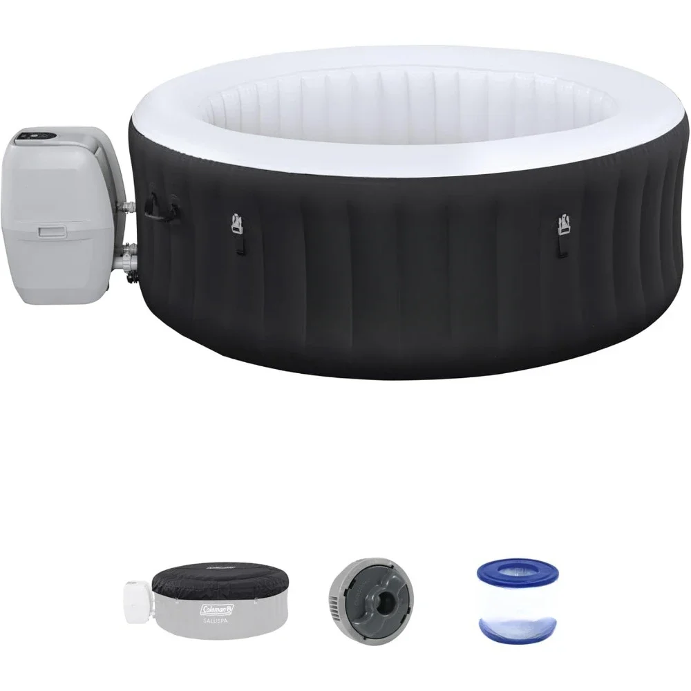 Large Round 2 To 4 Person Inflatable Hot Tub Portable Outdoor Spa with 120 AirJets and Cover, Bathtubs