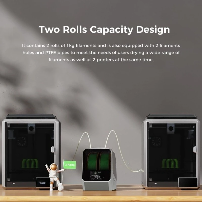 

2025 Official Pi Filament Dryer Plus, 2 Spools 360° 160W PTC Fast Heating 3D Printer Filament Dryer Box, 4'' LCD Touch Screen