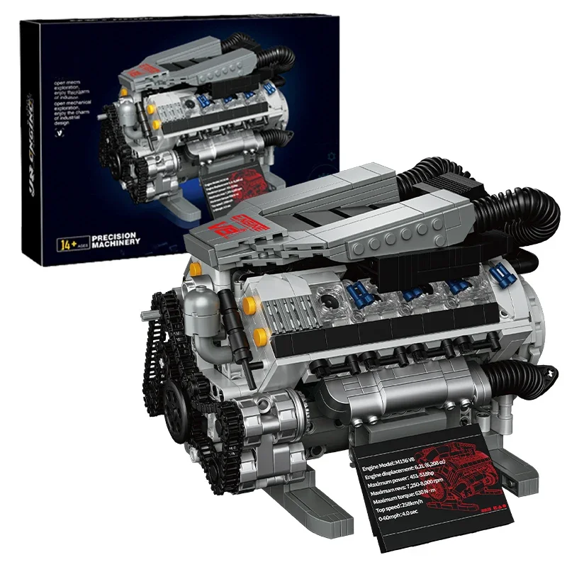 

Моторизованный двигатель V8, имитация кирпича, модель с электроприводом, MOC, строительные блоки, технические игрушки «сделай сам», праздничные подарки для детей и взрослых