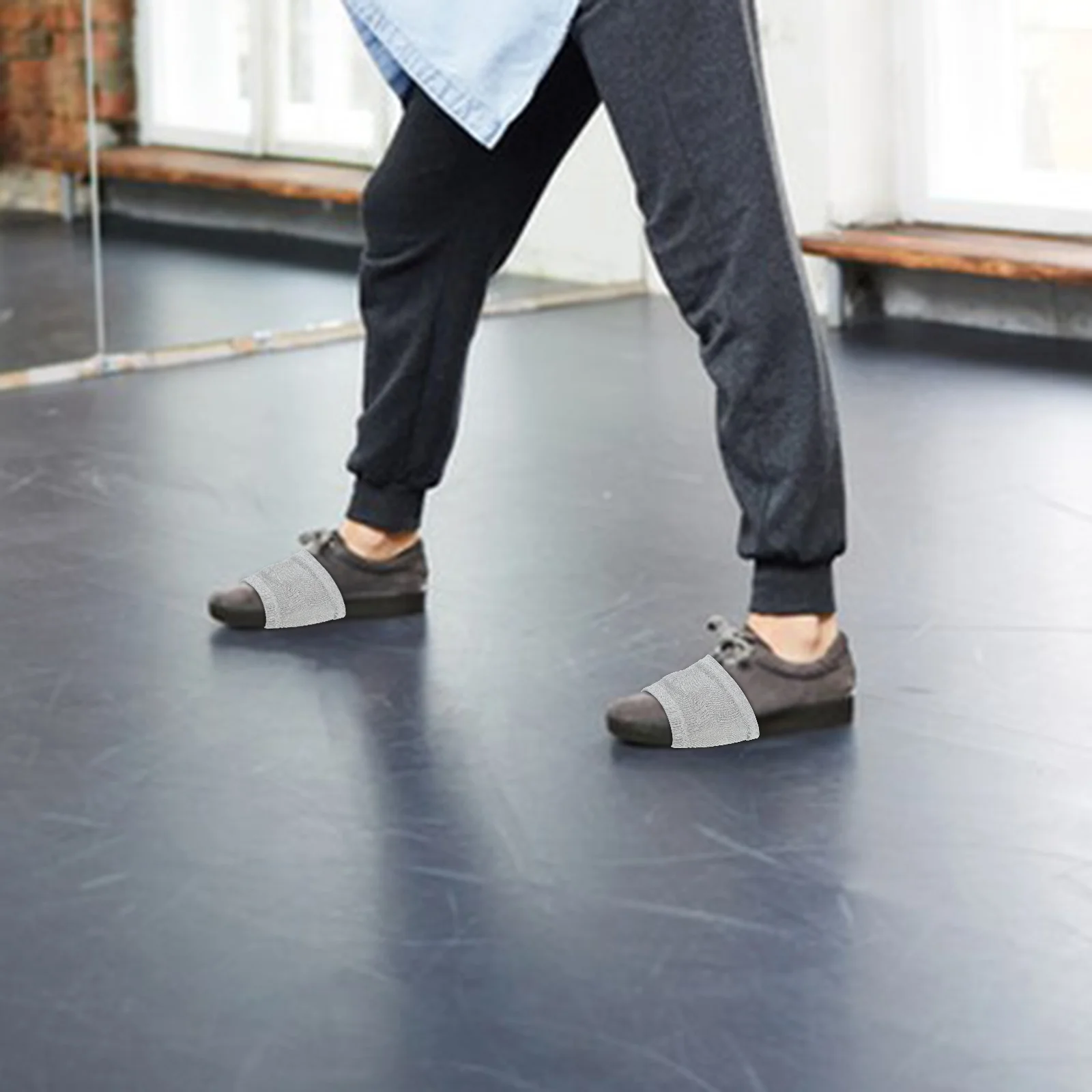 Sepatu dansa dan kaus kaki latihan untuk wanita Aksesori menari anak-anak indah cahaya abu-abu sarung katun murni