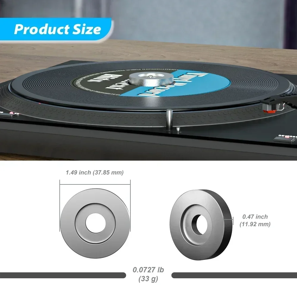 7 นิ้วบันทึกไวนิล Turntables อะแดปเตอร์ 45 RPM Player อุปกรณ์เสริม Center อะแดปเตอร์อลูมิเนียมร้องเพลงแผ่น Stabiliz