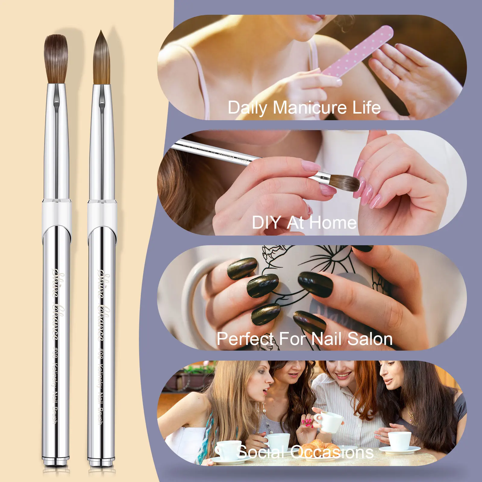 

New High Quality Kolinsky Acrylic Nail Brush New Product Metal 100% Pure Kolinsky Brush for Acrylic Nails Sizes 8-16 Nail Tool