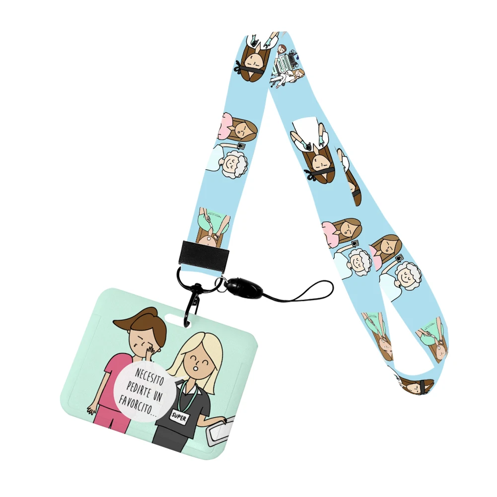 New Cute Cartoon Doctor Nurse Credential Holder Neck Strap Lanyards Keychain Holder ID Card Pass Hang Rope Lariat Lanyards