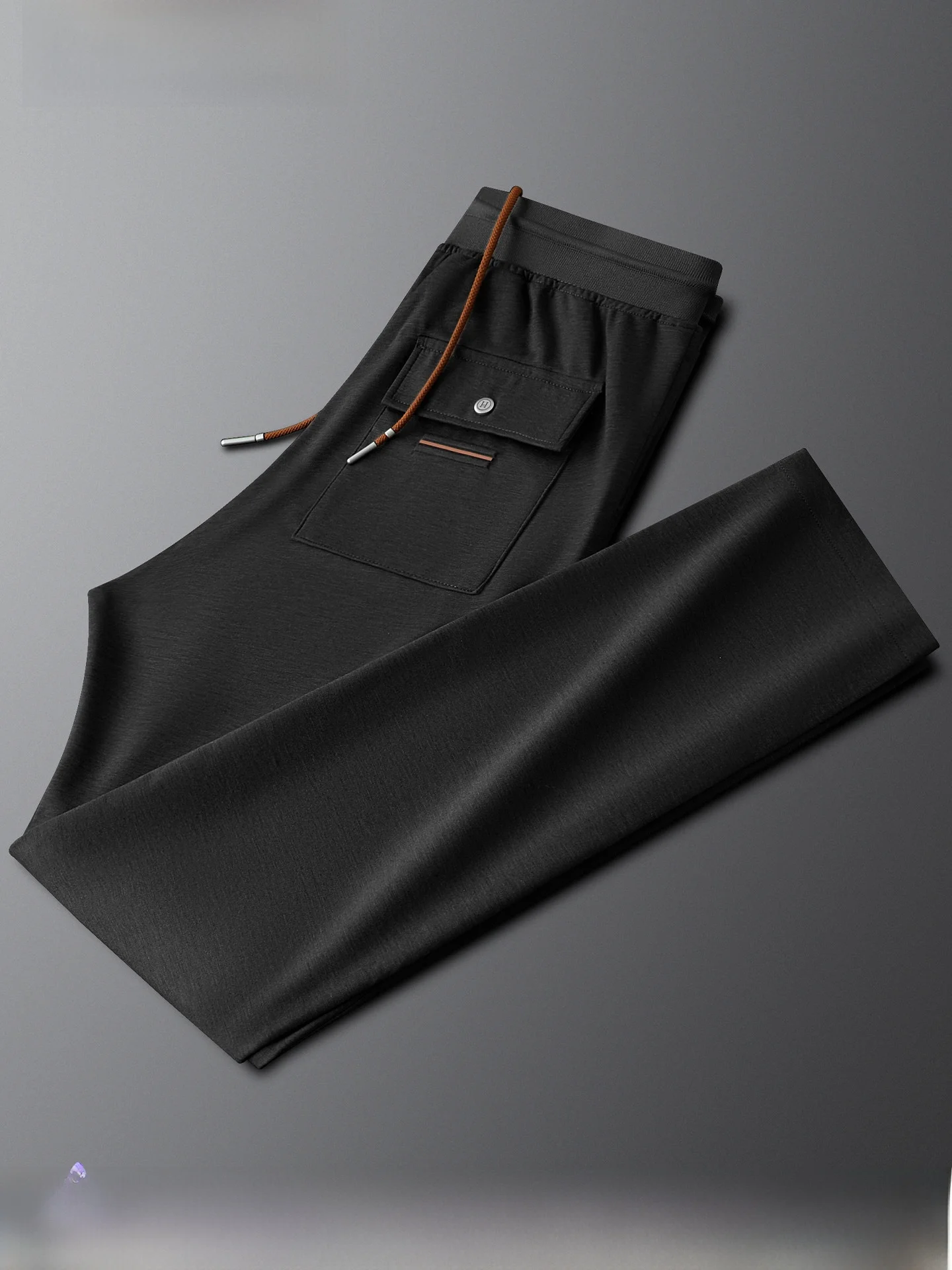 

Anti-Wrinkle Bla Lyocell Sports Casual Pants Men Slim Fit ket Spring Summer New Drape Straight Leg Sweatpants