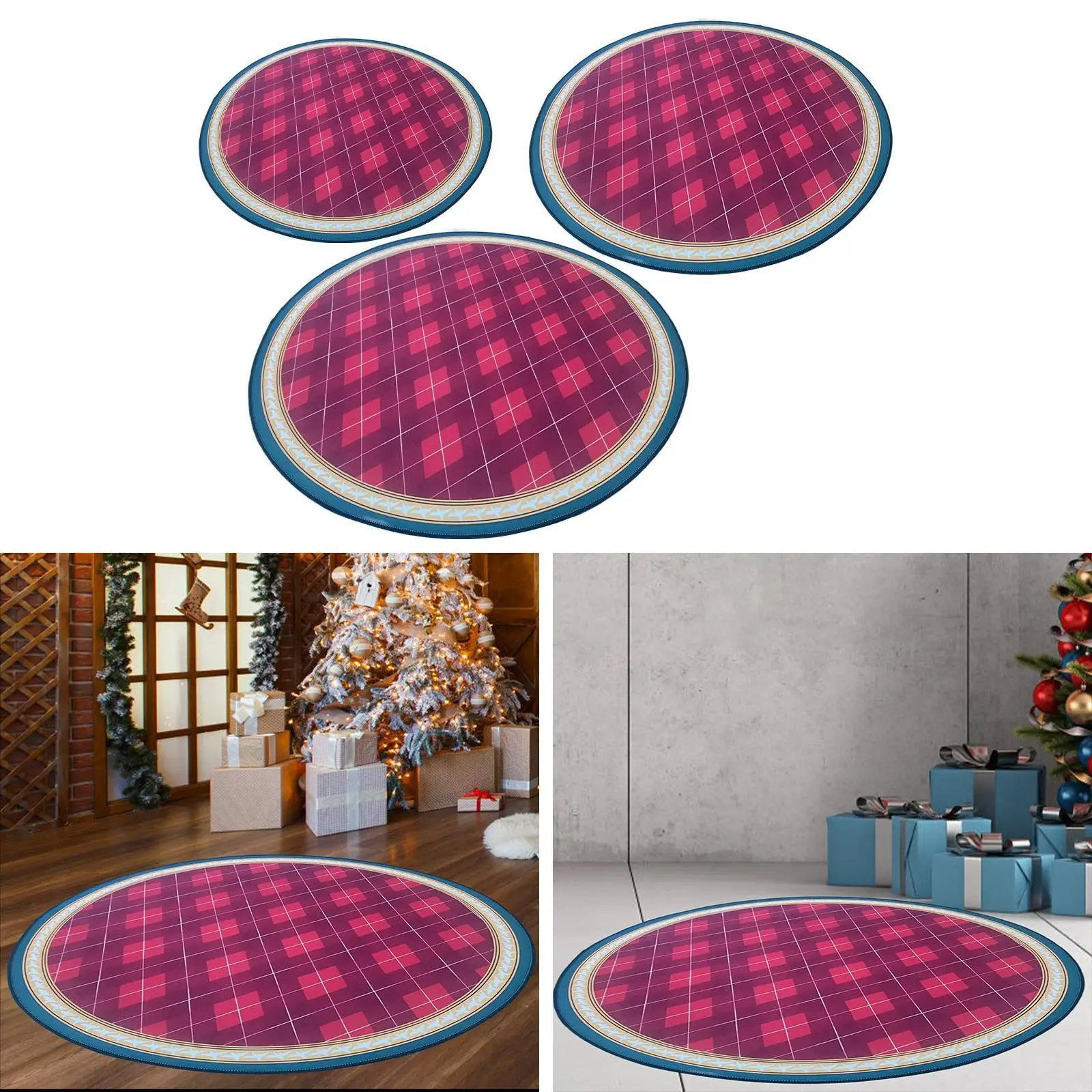 Round Area Rug Easy to Clean Non Slip Floor Mat for Bedside Apartment Indoor