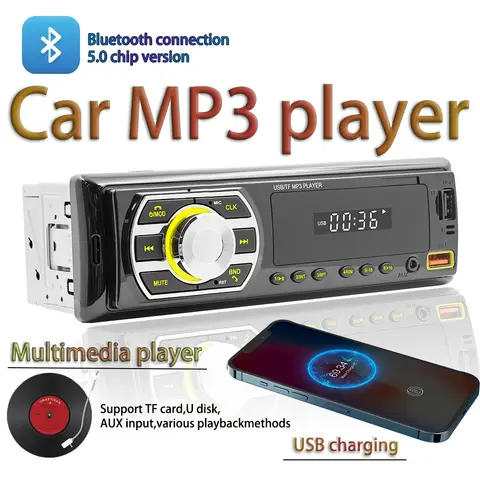 XVisitors 1 Din Araba Radyo Ses Stereo FM Aux Giriş Alıcısı SD TF USB 12 V Dash MP3 Bluetooth Multimedya Oto radyo Oynatıcı
