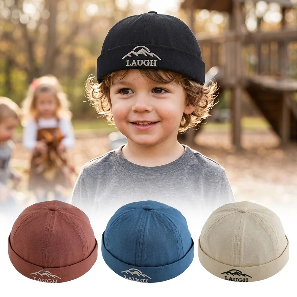 

Hip Hop Fashion Letter Embroidered Baby Brimless Hat Adjustable Cotton Children Melon Beanie Sun Protection Thin Sun Cap Summer