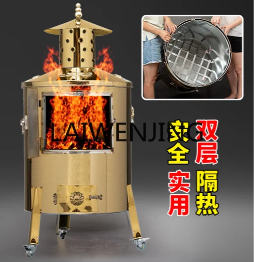 Burning Barrel Large Outdoor Stainless Steel Ingot Stove Household Incinerator Large Golden Ingot Burner Temple