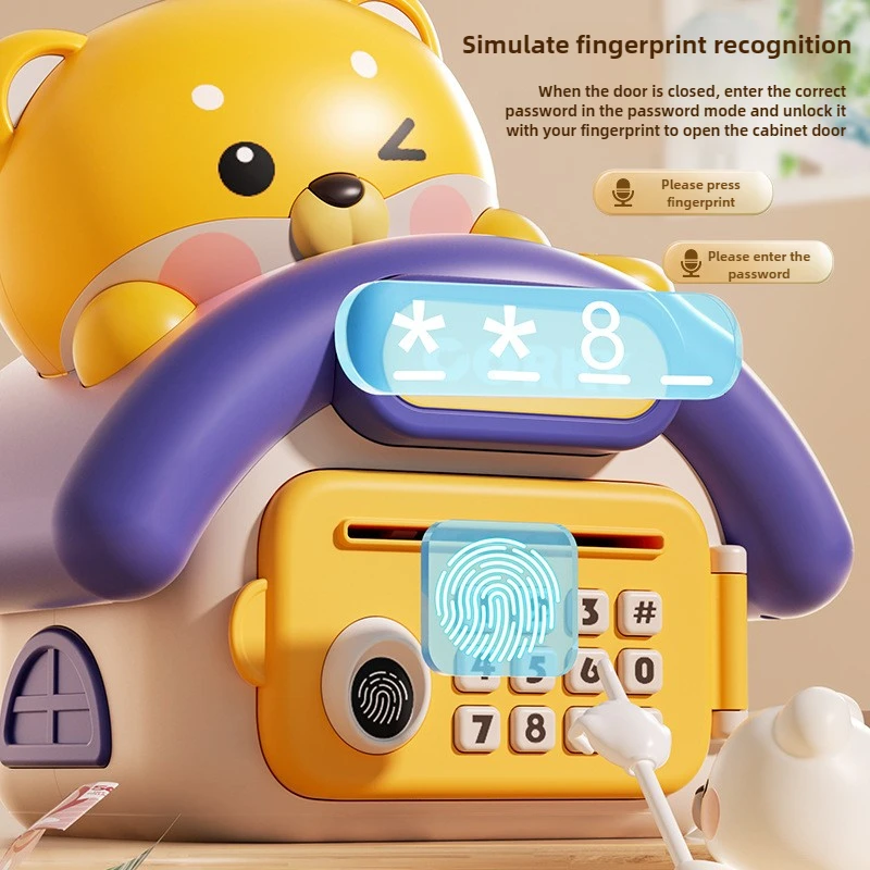Electronic Piggy Bank Children Automatic Safe Coins Cash Saving Money Box Password Counter Code Key Lock Coin Bank ATM Kids Gift