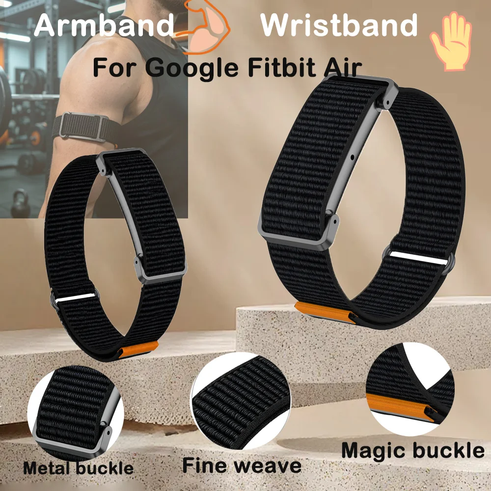 Soft Nylon Watch Strap for Google Fitbit Air Adjustable Nylon Wrist Accessory Unisex Light Comfort Woven Sport Replacement Band
