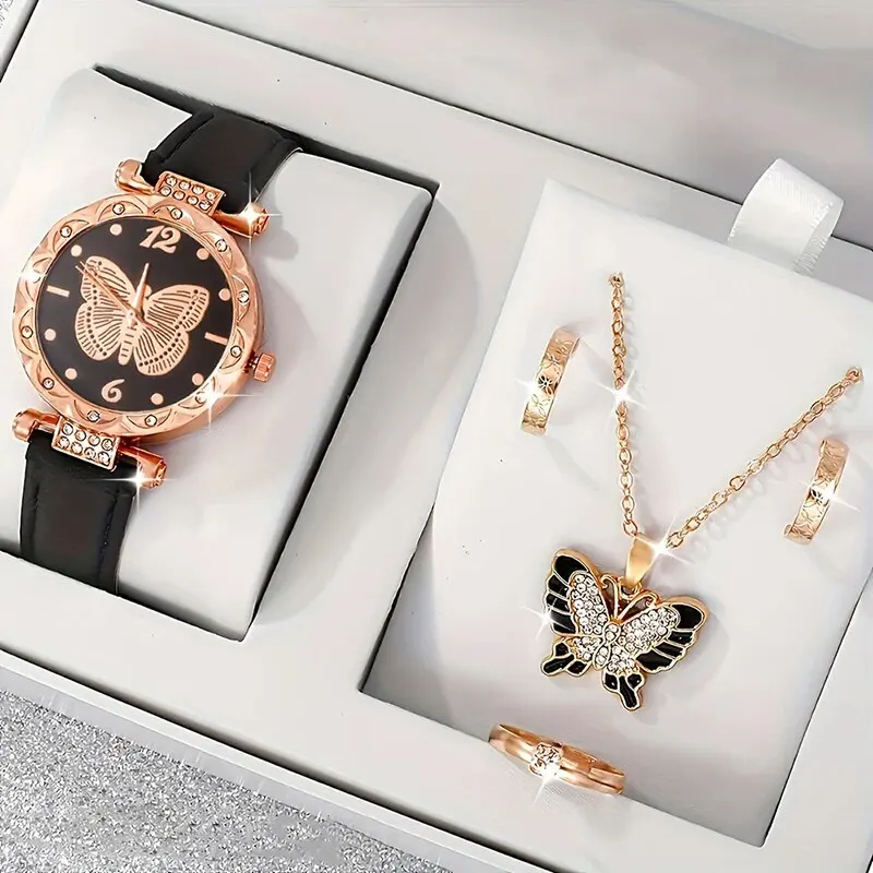 Fashion Butterfly Rhinestone Quartz Wristwatch Ladies Casual Simple Watches Relogio Feminino