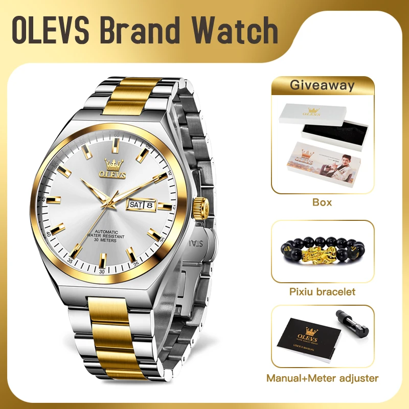 

OLEVS 9907 Mens Watch Original Brand Business Mechanical Watch Watch For Men Waterproof Luminous Mens Gifts Date Week Reloj