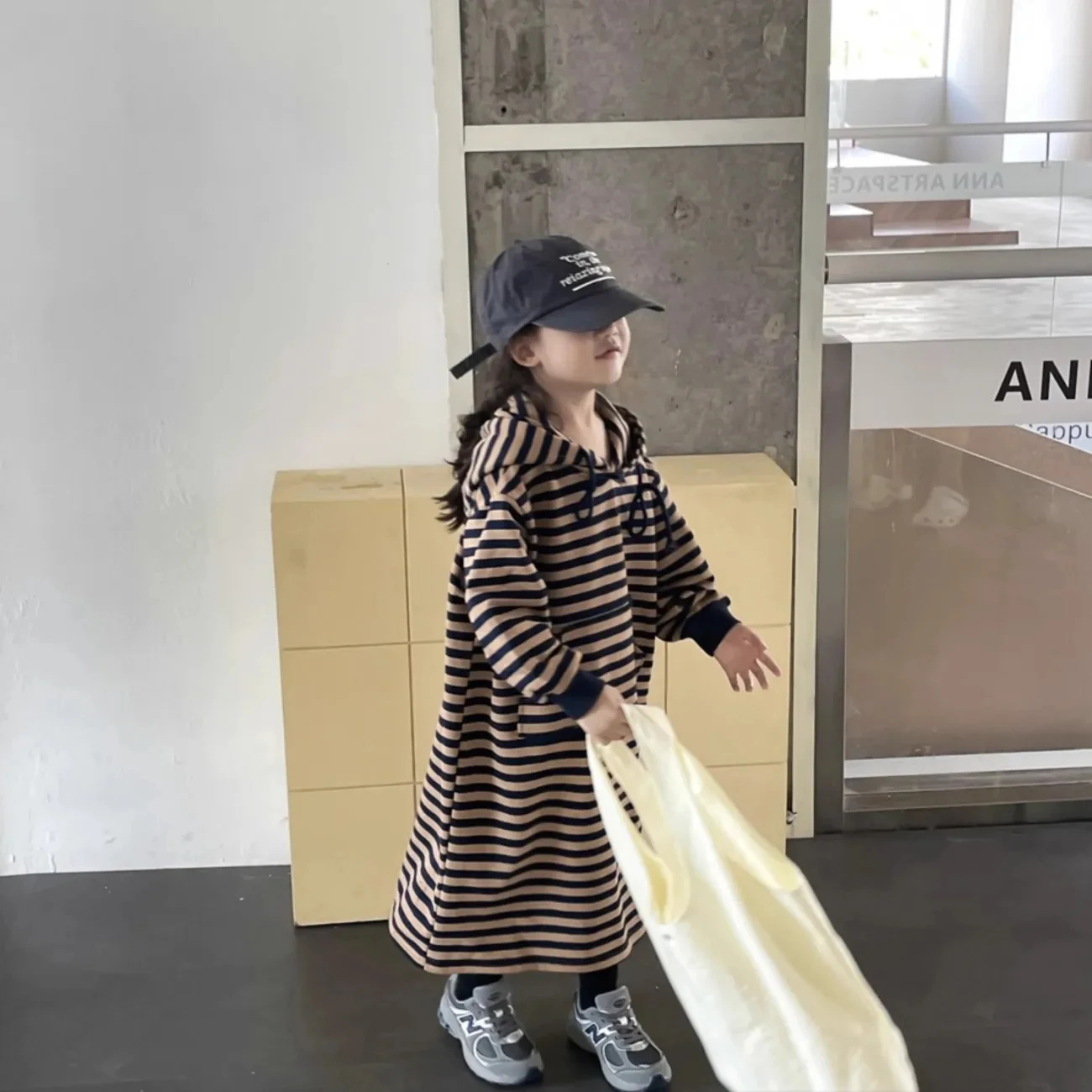 2-12 Years Kids Striped Hoodies Dresses for Girls Casual Loose Long Dress Children Casual Hooded Dress Toddler Fall Outfits  8 9