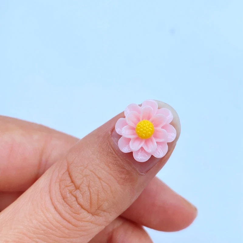 30pcs Resin Colorful 3D Mini Flower Flatback Stone Scrapbook Applique Figurines DIY Wedding Embellishment Manicure Craft