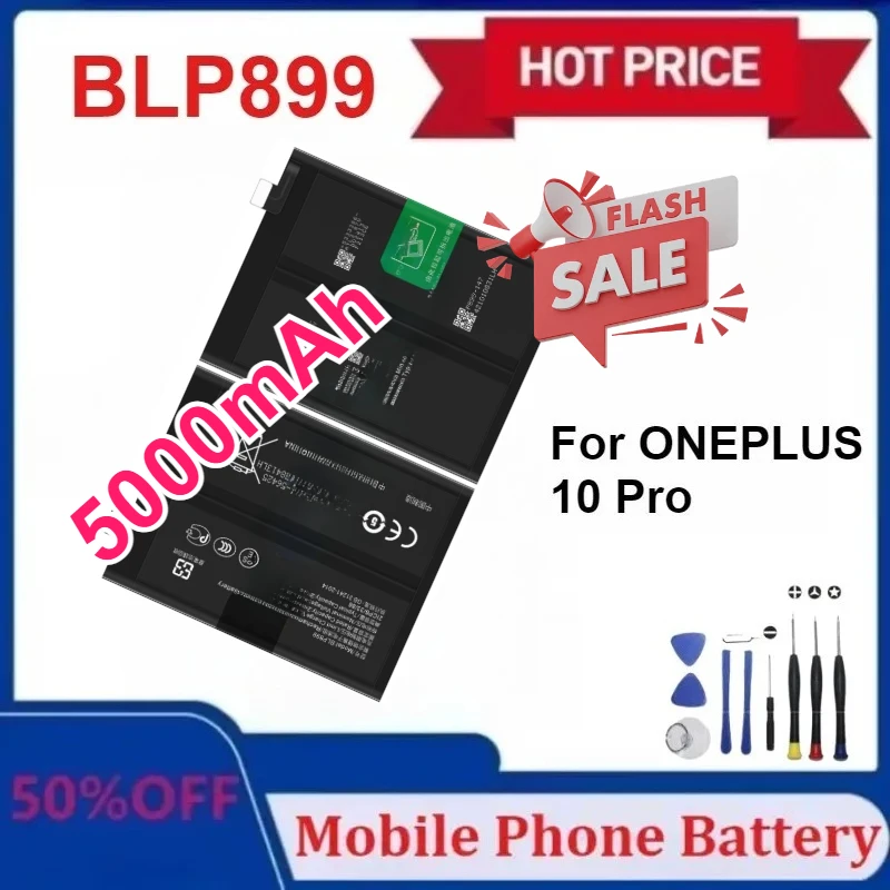 

Upgraded 5000mAh BLP899 Mobile Phone Batteries for ONEPLUS 10 PRO Phone Replace Battery with tool