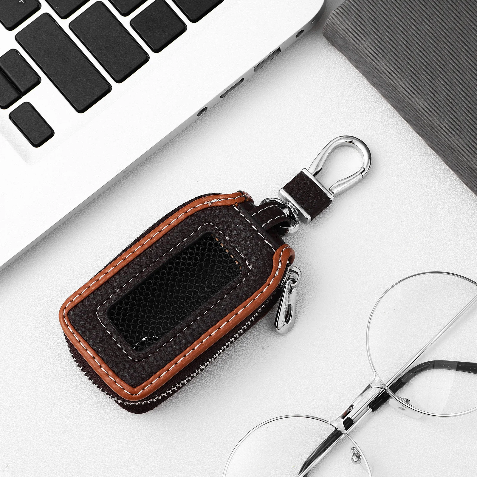 

Pu Car Durable Water Resistant Dustproof Scratchproof Protection Universal Fob Holder Protector Case Car Key Chain Cover Auto