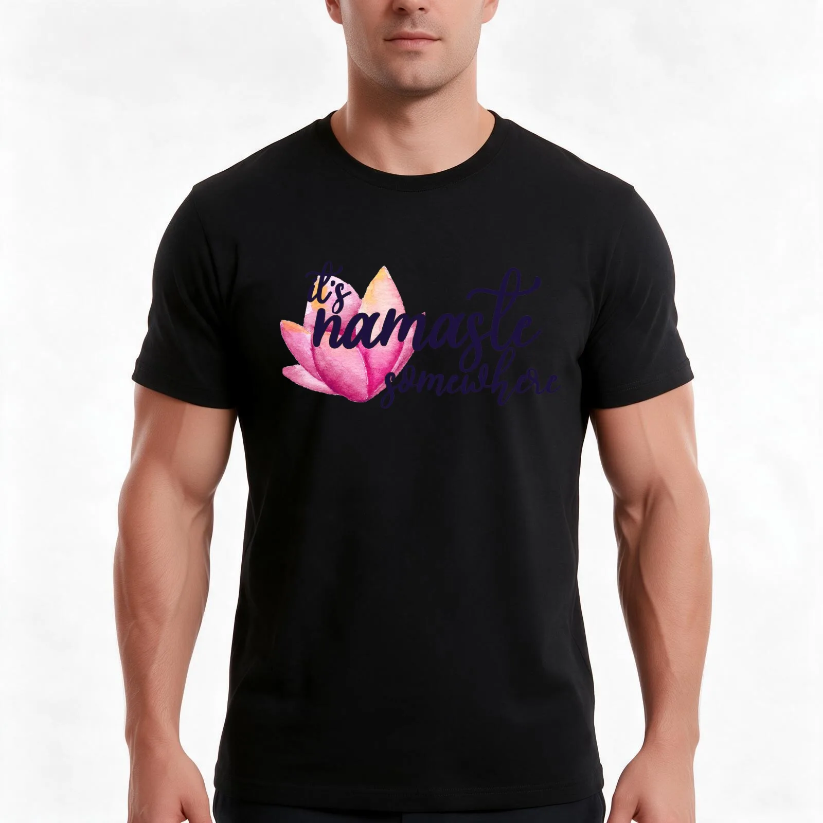 it's namaste somewhere T-Shirt, Summer Casual Cotton Tee, Oversized Streetwear Tops, Vintage Graphic Print, Unisex Men Women