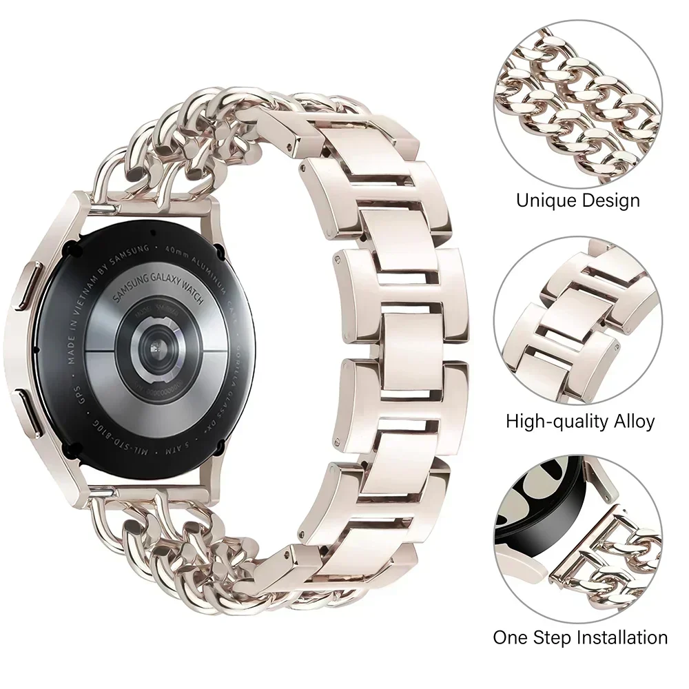 20 مللي متر 22 مللي متر الساعات لساعة سامسونج جالاكسي 7 6 5 4 الكلاسيكية المعادن الفاخرة سوار Amazfit التوازن/Bip 6/Bip 5/GTS/GTR 4 حزام #3