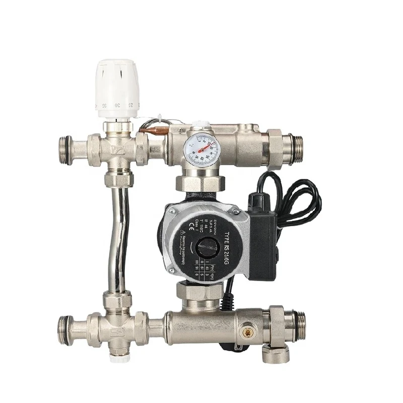 Modern Flexible Floor Heating System Compact Thermostatic Mixing Control Set Apartment