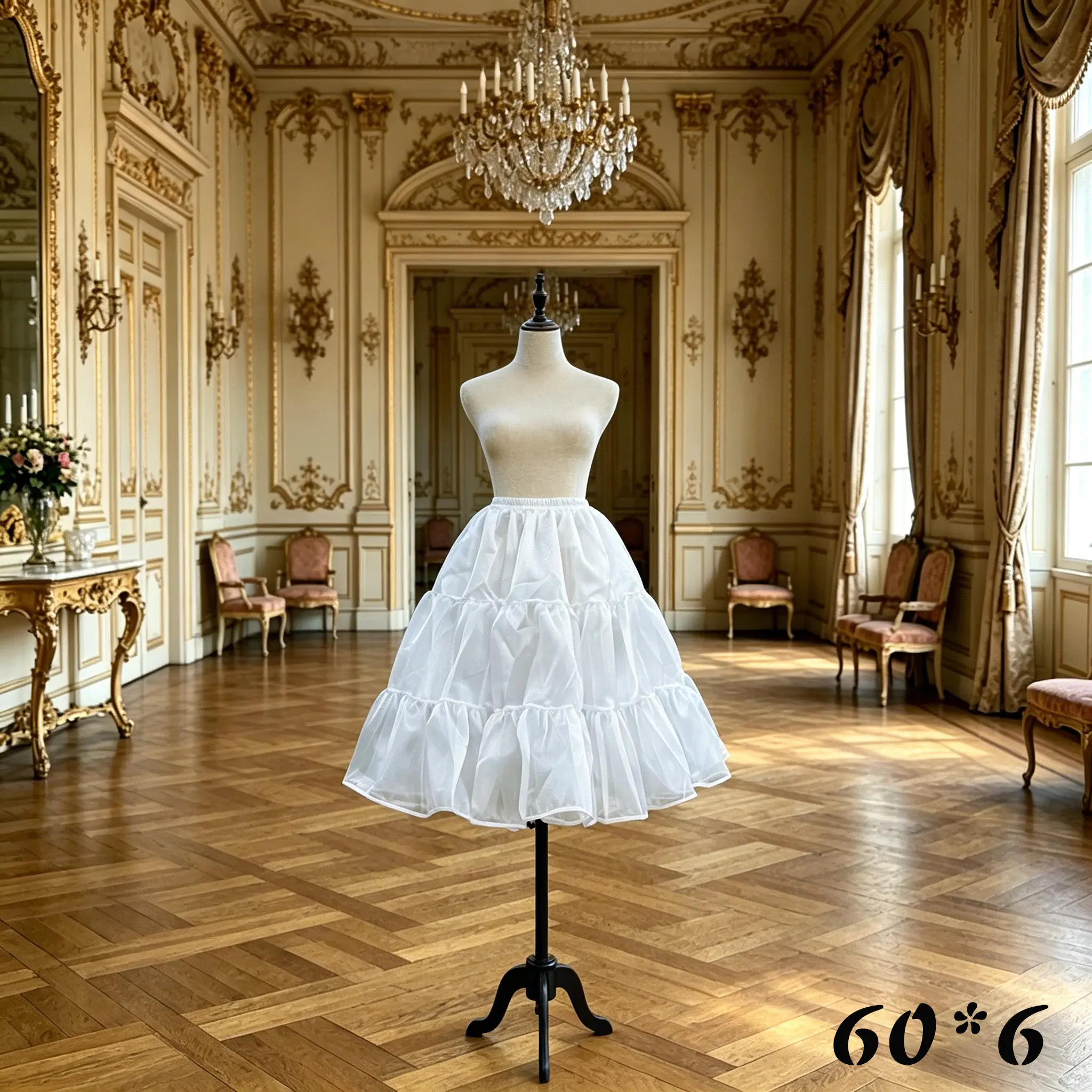 MAGOGO 60cm White Skirt Support Women Daily Micro-peng Violent Boneless Soft Yarn Mid-length Lolita Petticoat