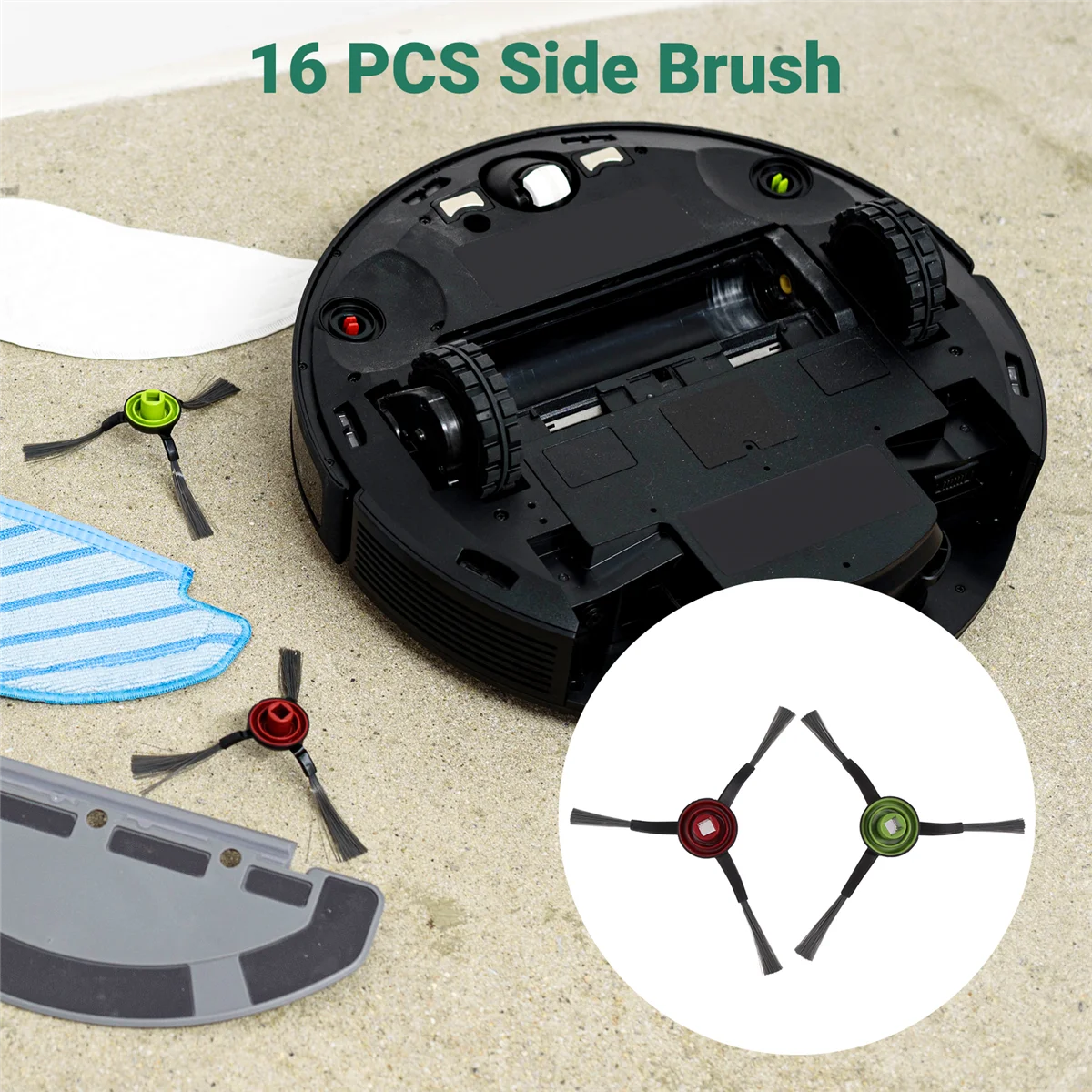 فرشاة جانبية لـ ECOVAC DEEBOT ، ملحقات مكنسة كهربائية روبوت ، OZMO T9 ، T9 ، AIVI ، T8 MAX ، T8 POWER ، T8 PRO ، 16