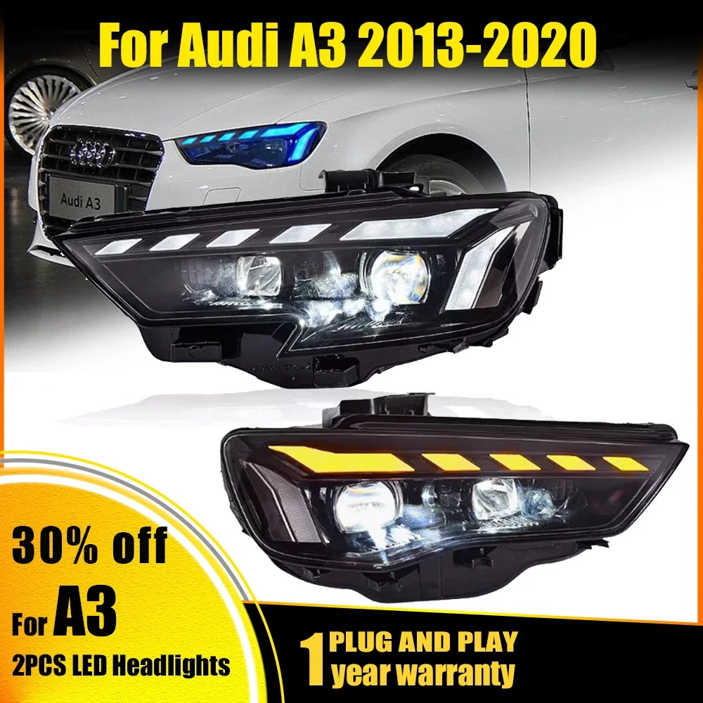 

Автомобильные фары для Audi A3 8V Sedan Sportback 2013-2021 S3 LED Авто Фара в сборе Обновление A5 Дизайн LHD RHD Инструмент Аксессуары