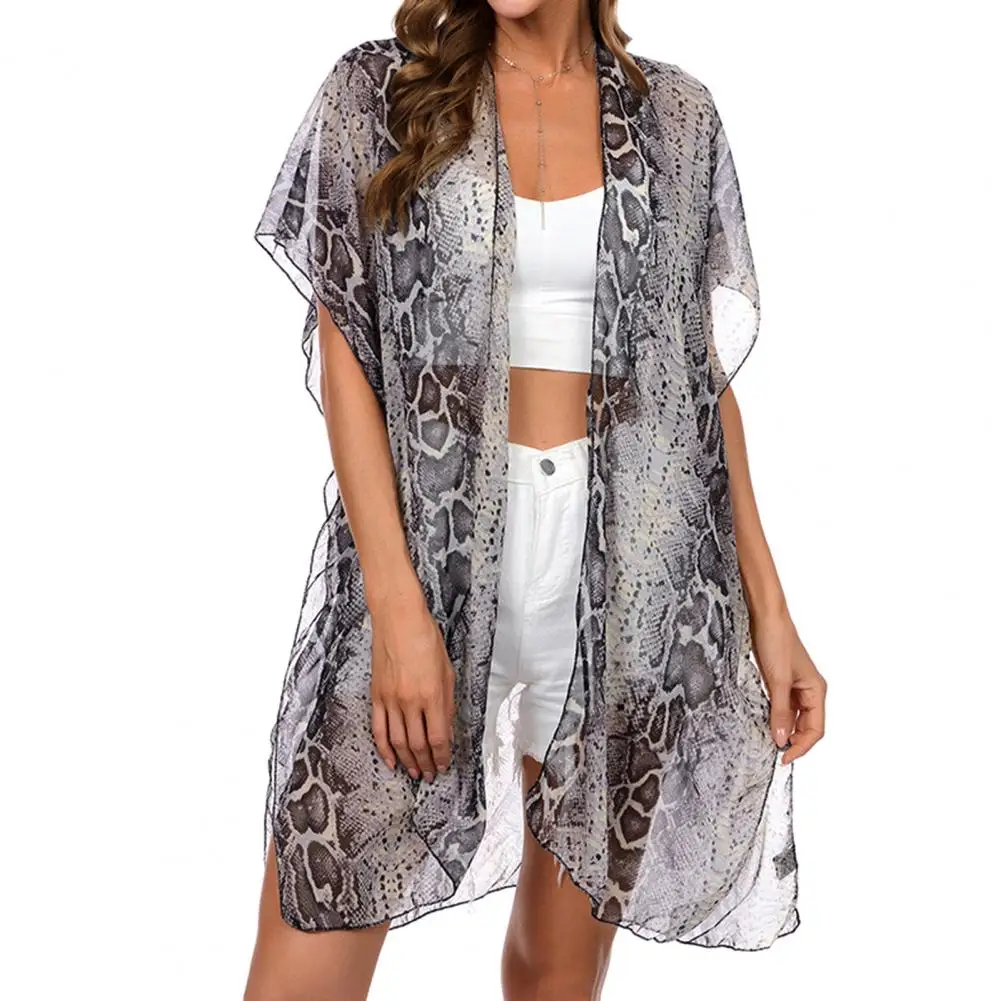 Costume da bagno a maniche corte a pipistrello cardigan in chiffon sottile con stampa tie-dye bikini copricostume per abbigliamento da spiaggia primavera estate abbigliamento donna