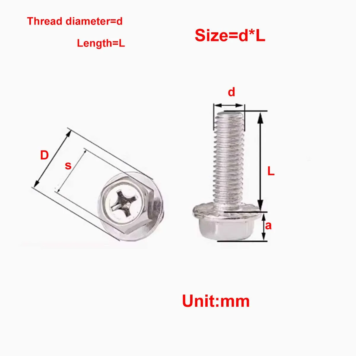 

304 Stainless Steel Cross Hexagonal Flange Screw/Anti Loosening And Anti Slip Bolt M3M4M5M6