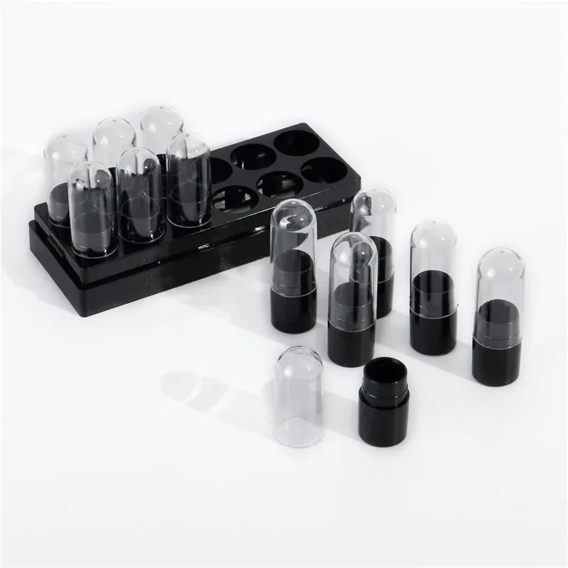 Tubos de bálsamo labial de plástico vacíos con 12 ranuras con tapas transparentes para lápiz labial, crayón, lápiz labial, bálsamo labial casero