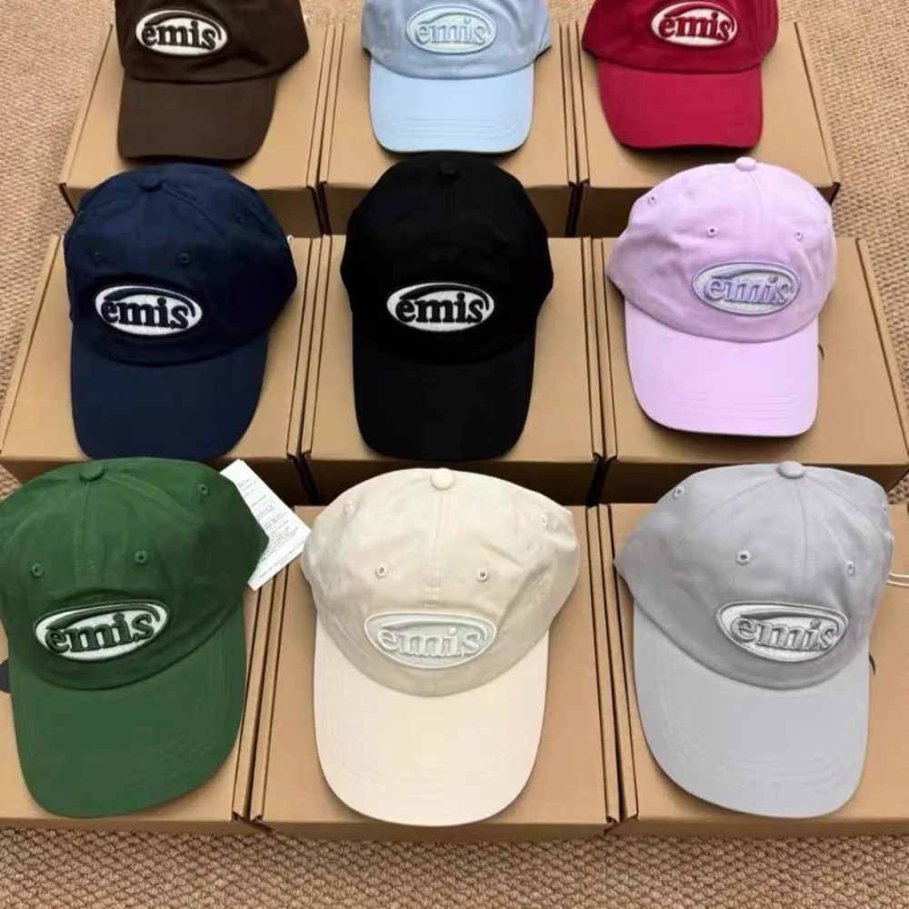 emis Baseball Caps Korean Style Visors Women Men Casual Cotton Baseball Cap Classic Oval Patch Adjustable Strap Outdoor Sun Hat