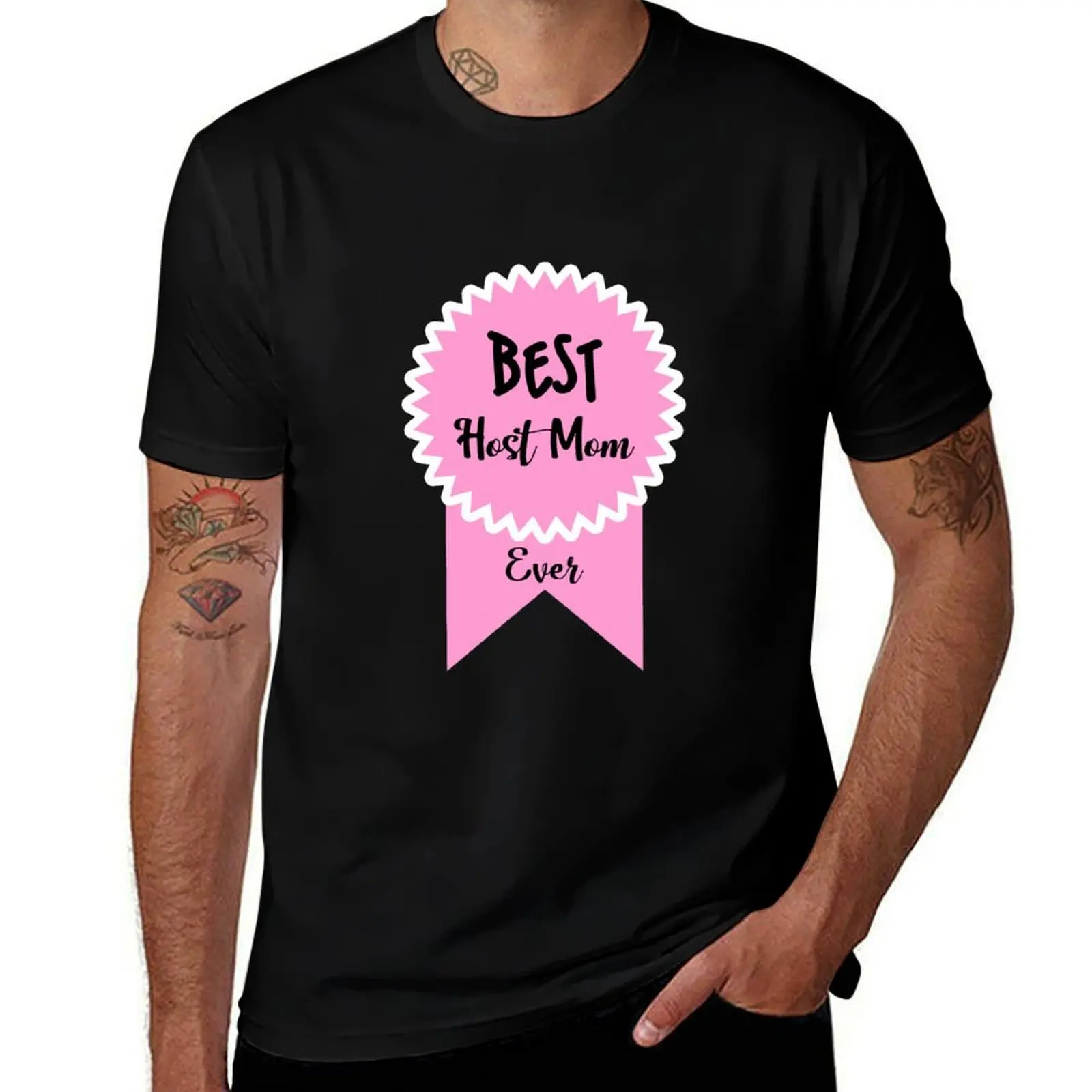 Best Host Mom Ever Exchange Student Mother Tee T-Shirt Casual Fashion Short Sleeve Cotton T-Shirt