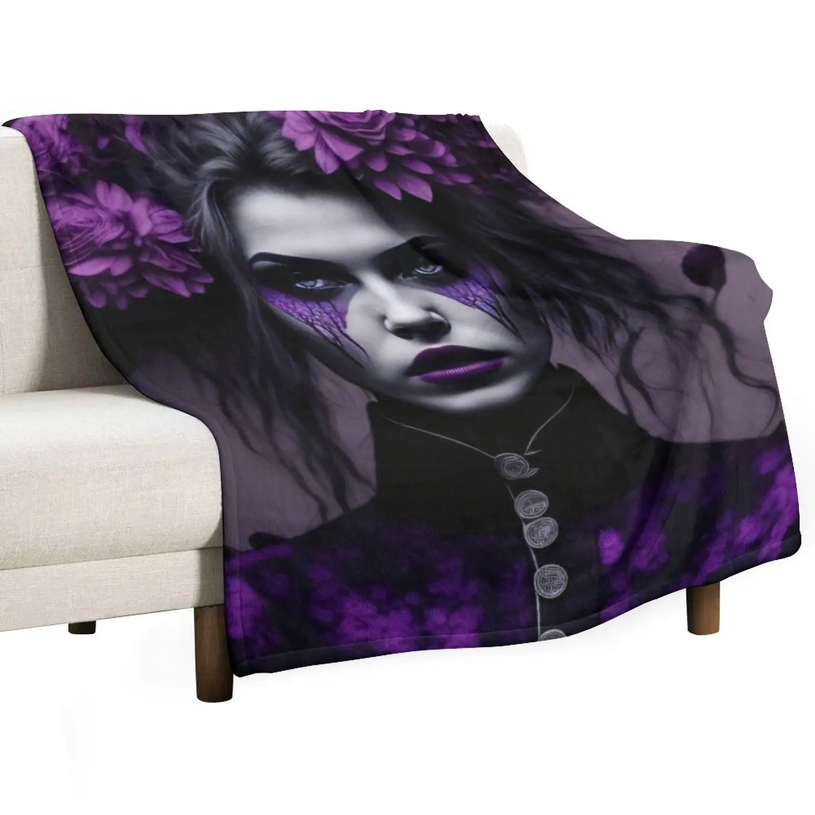 Gothic Purple Head Flowers by Perceptual Paradox Creations Throw Blanket Thermal Sofa Throw Blankets