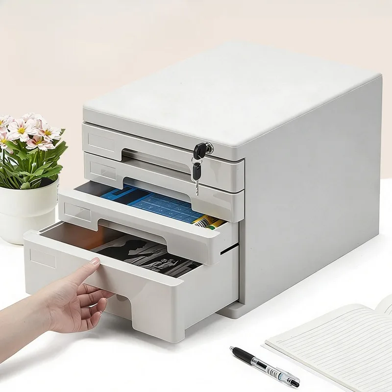 Locking File Cabinet Drawers File Storage Chest Index Card Slot Desktop Document Organizer Office Receipt Stationery Storage