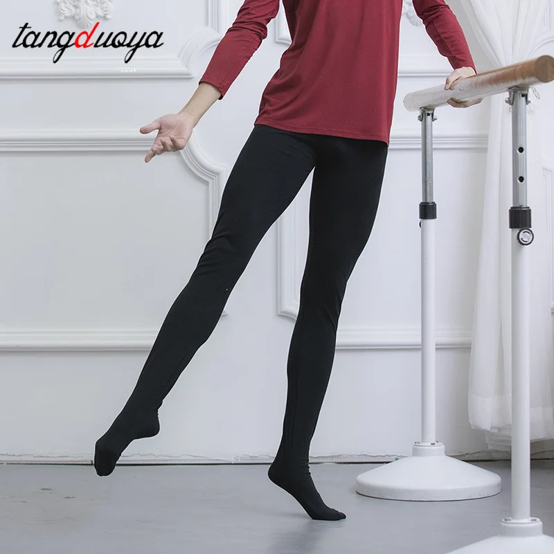 1 paio di collant da danza classica da uomo leggings a figura intera costume da balletto pantaloni da pratica collant in cotone vita alta elastica abbigliamento da ballo