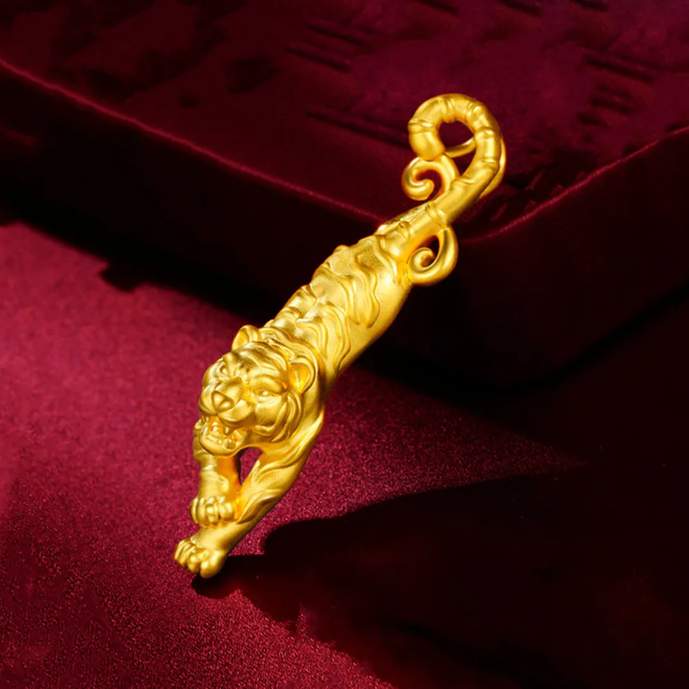 AU999 24K pure gold men women tiger descending mountain braided bracelet, brave lucky talisman jewelry as holiday couple gifts