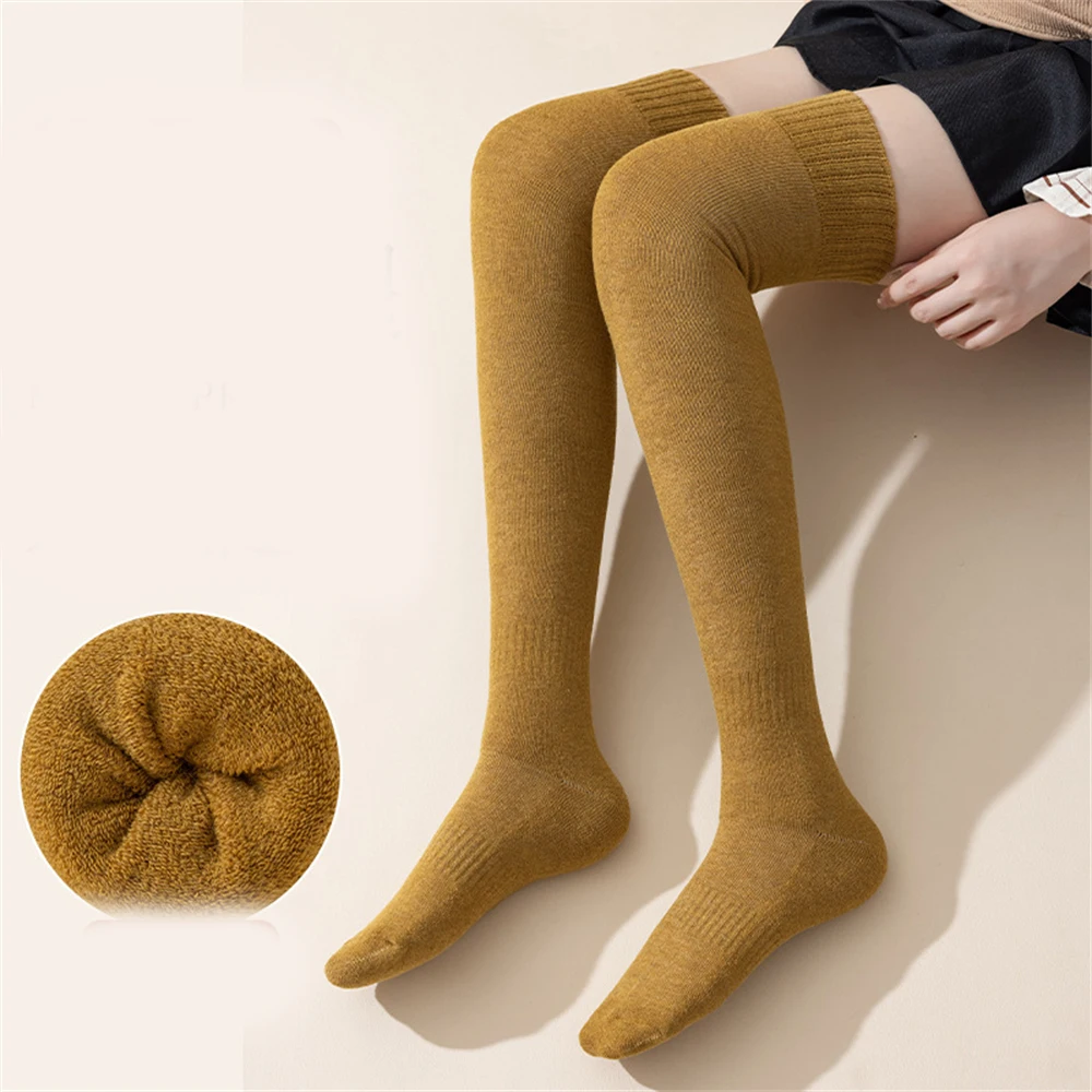 3 Pairs Autumn Winter Thickened Warmth Terry Over-the-knee Stockings Female Knee Pads High-tube Non-slip Tights Thighs Socks New