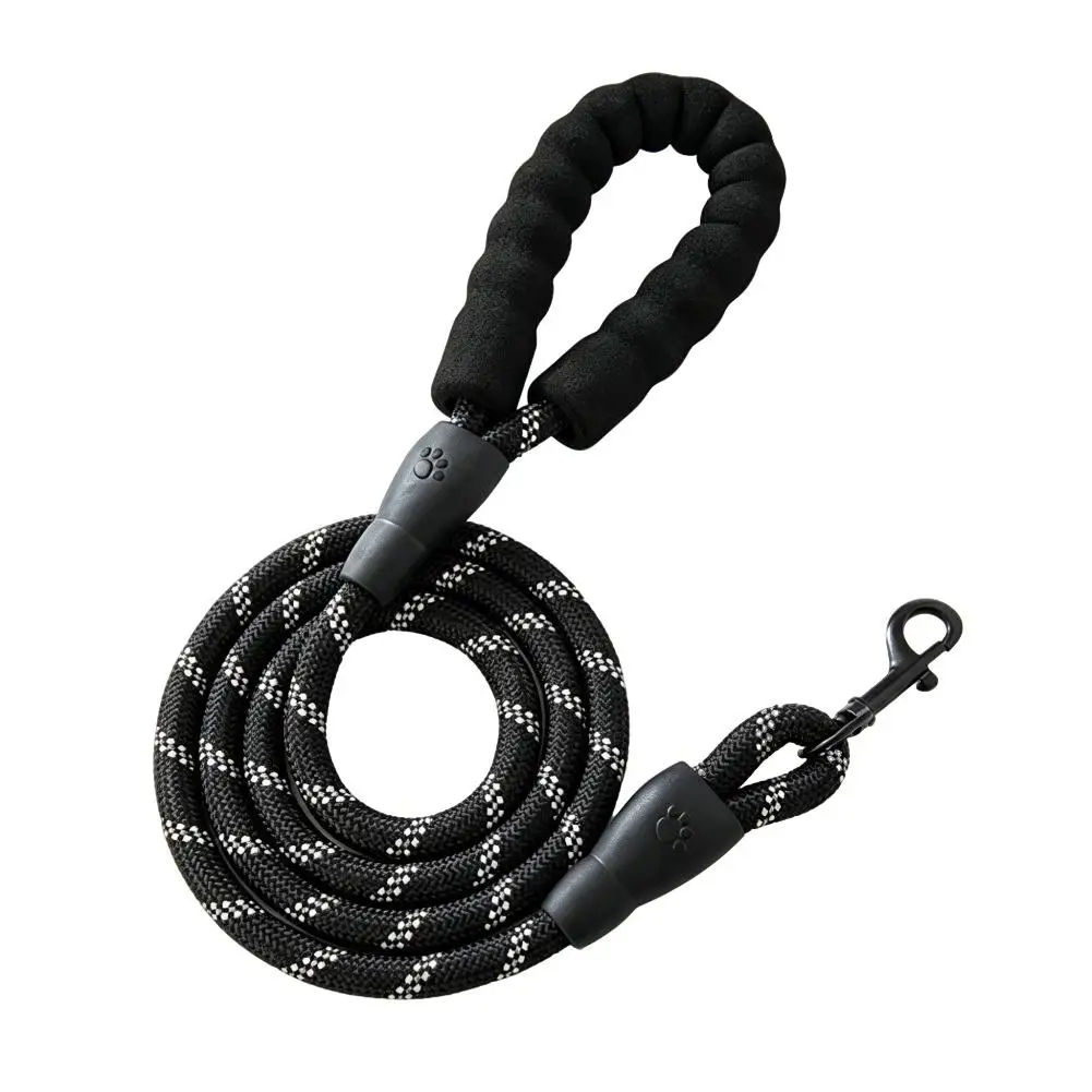Nylon Dog Leash Reflective Nighttime Walking Heavy Duty Anti Pull Foam Handle 360 Degree Rotatable Clasp For Outdoor Pets