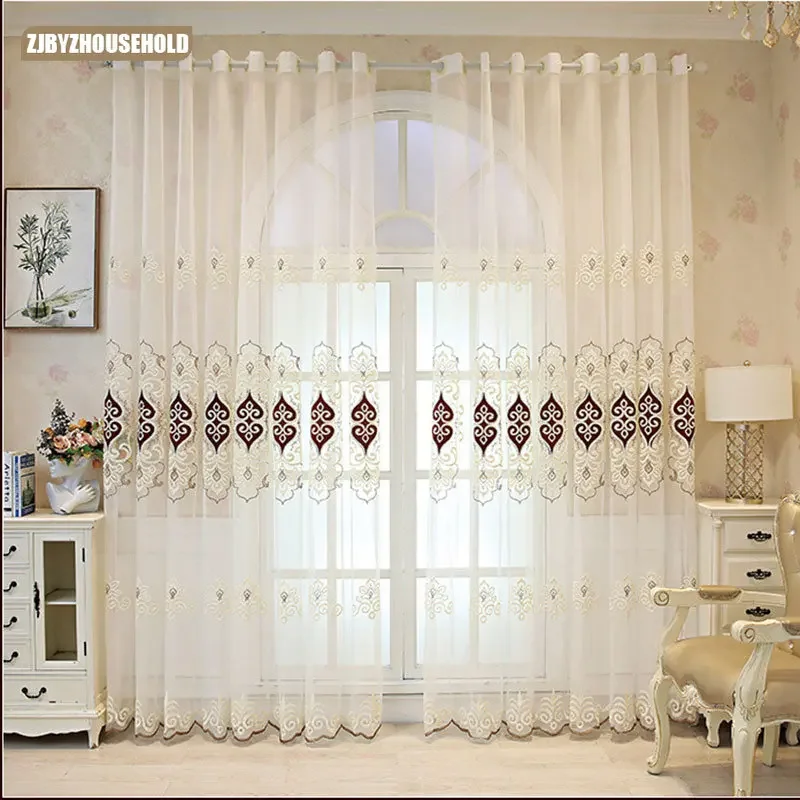 

Embroidered Tulle European Royal Luxury Window Sheer Elegant Drapes Home Decor