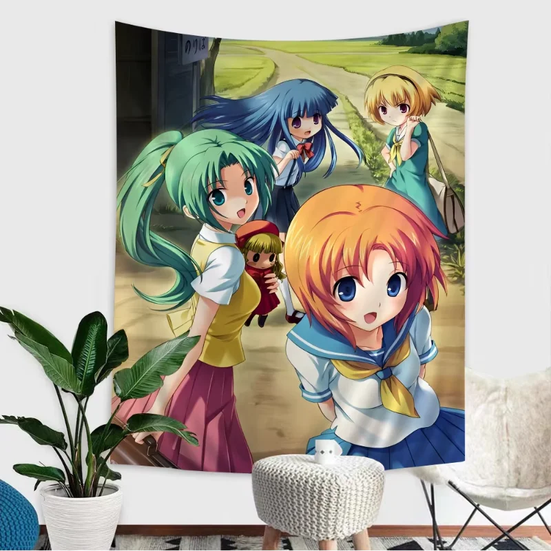 VIKAMA Dark Campus Anime Tapestry Thriller Cartoon Cartoon Polyester Wall Hanging Bedroom and Dormitory Home Decoration