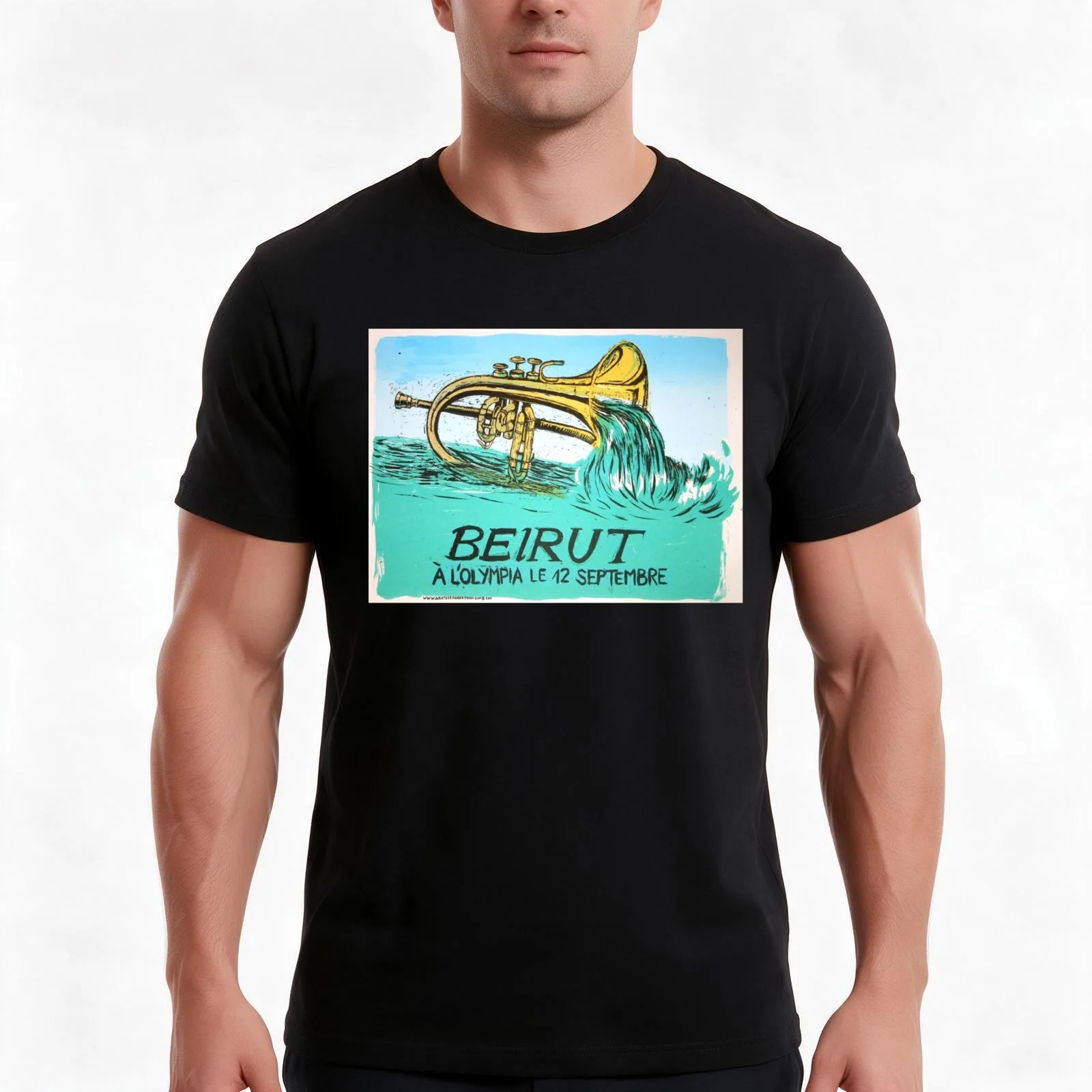 Beirut band poster T-Shirt, Summer Casual Cotton Tee, Oversized Streetwear Tops, Vintage Graphic Print, Loose Fit Short Sleeve