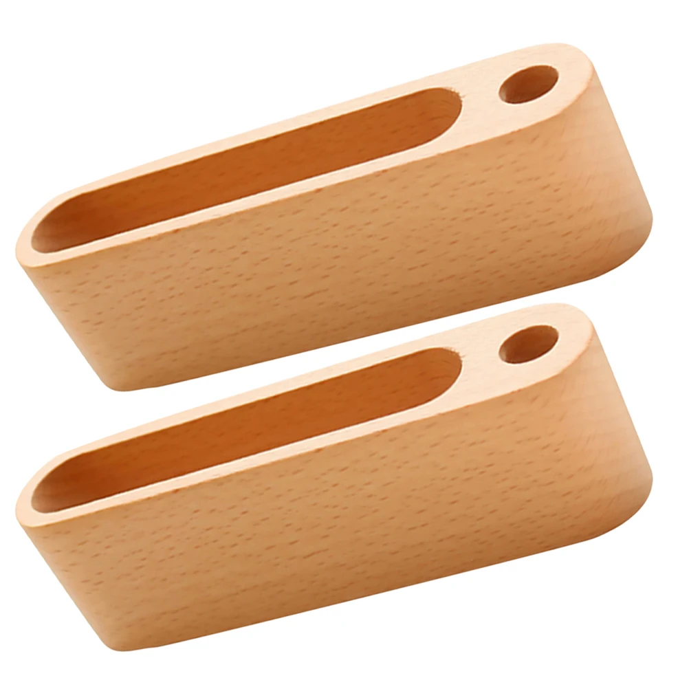 

2pcs Solid Wood Business Card Holder Desk Stand Organizer Display Box Compact Size Office Use